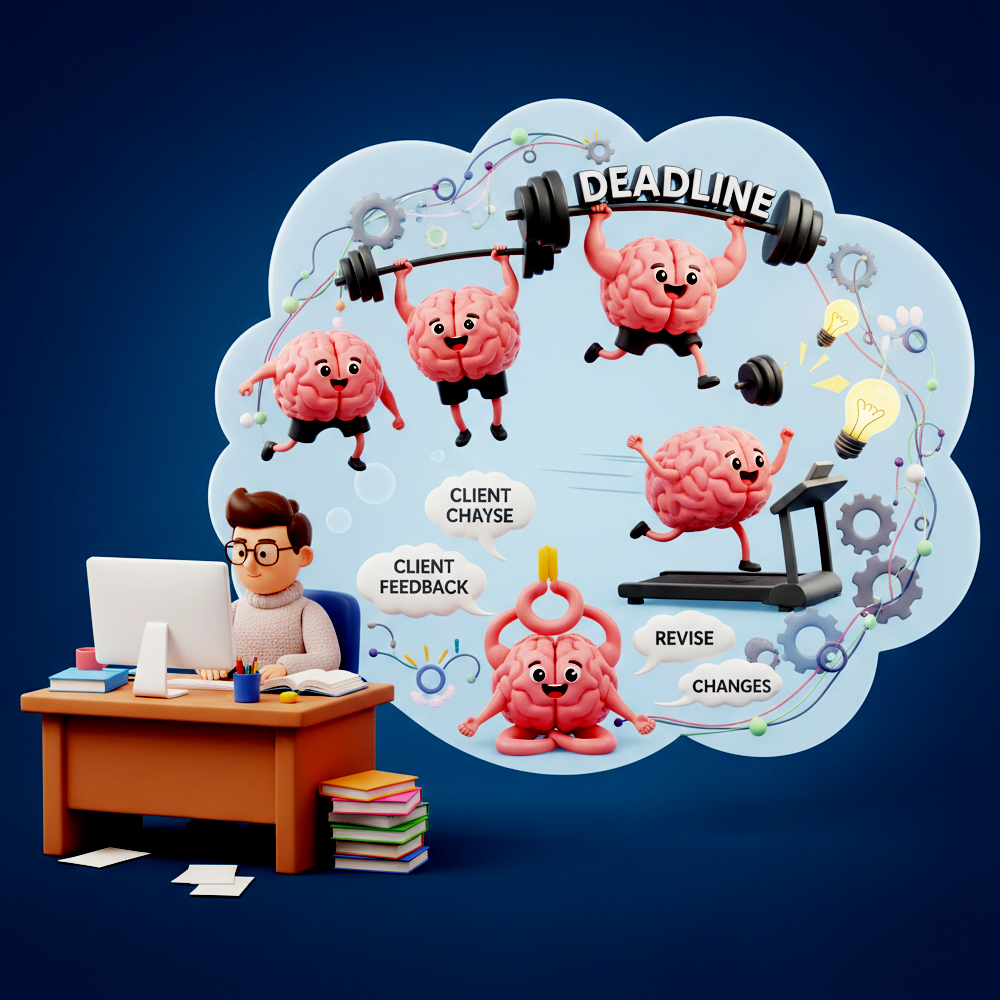 Invisible gym of content writer’s brain: Lifting deadlines, running after ideas, and doing yoga with client’s feedback